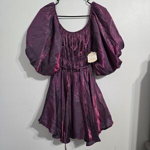 M#14 Altard State Shimmer Soleil Mini Short Dress Wine Purple Pink Size S NWT‎